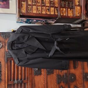 J Peterman Classic Men's 100% Wool Black Trenchcoat, sz 44